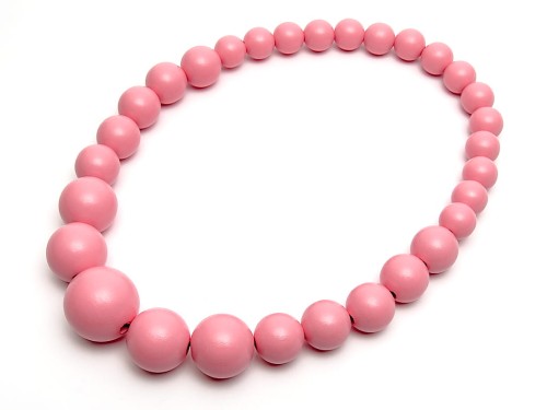 Naszyjnik korale drewniane stopniowane jasnoróżowe