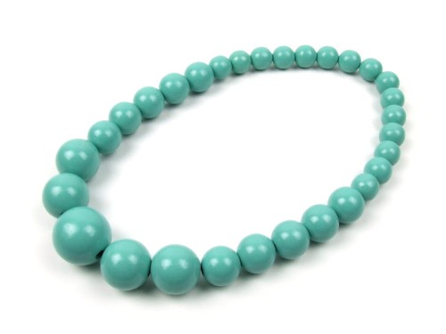 Naszyjnik korale drewniane stopniowane miętowe