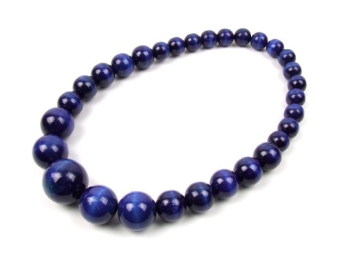 Naszyjnik korale drewniane stopniowane granatowe