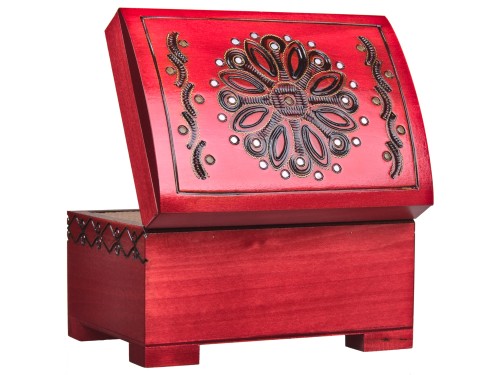 Kuferek szkatułka drewniana z rozetką na klucz 16x12x10 cm 3 kolory