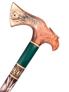 Klasyczna laska drewniana Orzeł zdobiona spacerowa do podpierania