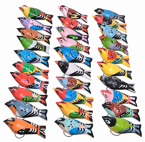 Ptaki ptaszki na choinkę drewniane zawieszki mix kolorów