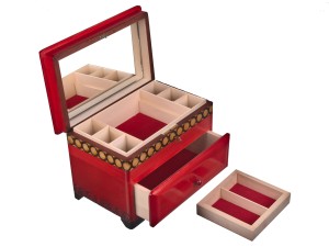 Toaletka drewniana na biżuterię z lusterkiem duża 2 wzory 29x20x19 cm