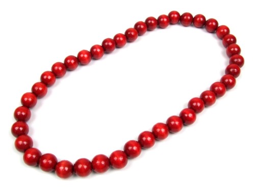 Naszyjnik korale drewniane czerwone na gumce 16mm