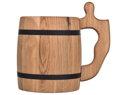 Kufel drewniany wkład ze stali nierdzewnej naturalne drewno 0,5 l