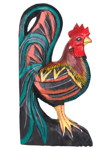 Kogut drewniany wielkanocny kolorowy figurka ozdobna 33 cm