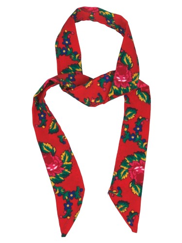 Wstążka do włosów kwiatowy wzór folkowa czerwona