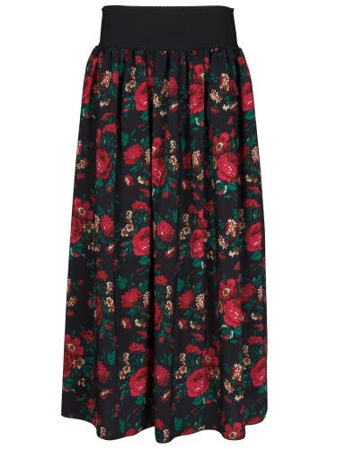 Spódnica ludowa w kwiaty góralska długa maxi czarna M-XL