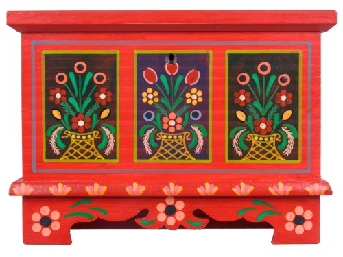 Szkatułka kredens drewniany ręcznie malowany duży 4 kolory 20x11x14 cm