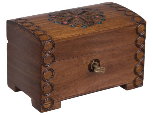 Kuferek drewniany szkatułka skrzyneczka zamykana na kluczyk 12x8x8 cm 5 kolorów