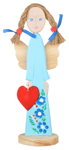 Anioł z serduszkiem figurka drewniana aniołek 38 cm