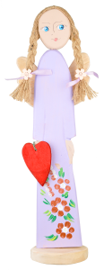Anioł z serduszkiem figurka drewniana aniołek 49 cm 