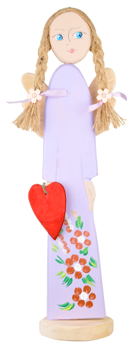 Anioł z serduszkiem figurka drewniana aniołek 49 cm 