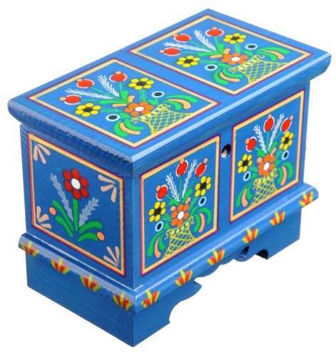 Skrzynka krakowska drewniana ręcznie malowana 3 kolory 13,5x7,5x10 cm