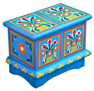 Skrzynka krakowska drewniana ręcznie malowana na magnes 3 kolory 11,5x7x9 cm