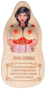 Drewniana tabliczka śmieszny prezent – „Cycki Góralki” z humorem