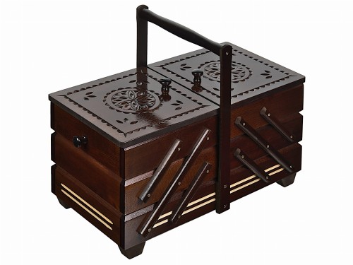 Duża niciarka drewniana ciemnobrązowa rzeźbiona ciemna rzeźba XXL