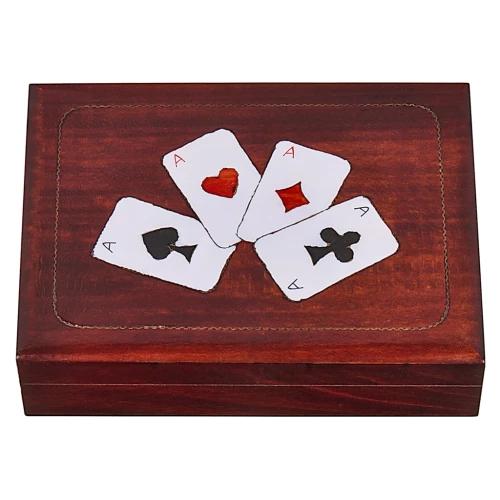 Karciarka 4 ASY drewniana  inkrustowana 